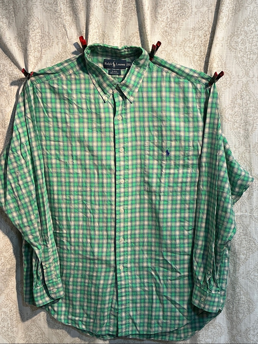 Ralph Lauren Green & White Plaid Button-Down Shirt